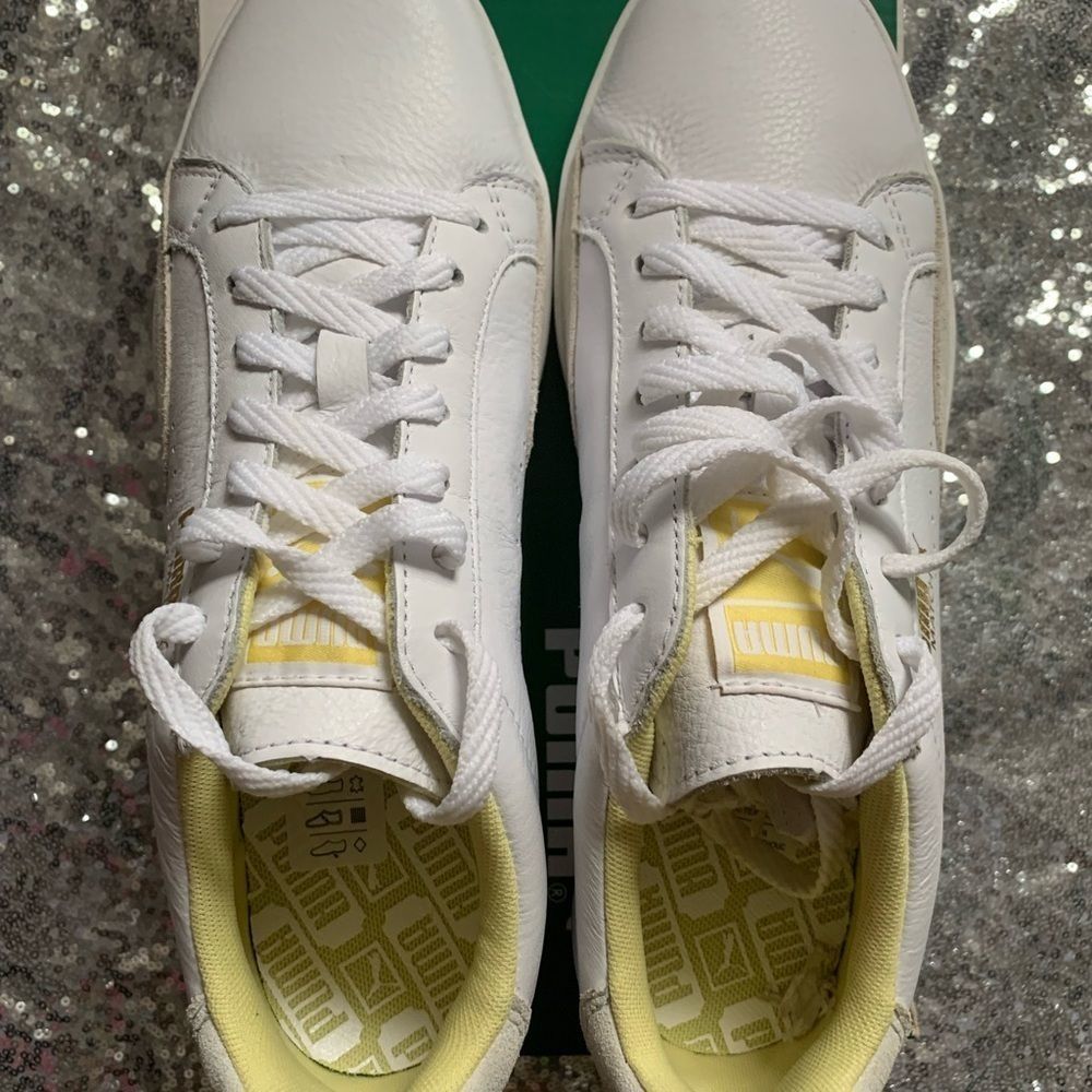 Crisp white puma sneakers